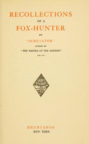 Cover of: Recollections of a fox-hunter