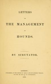 Cover of: Letters on the management of hounds