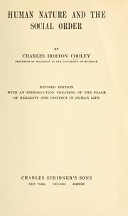 Cover of: Human nature and the social order. by Charles Horton Cooley