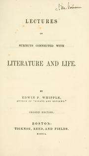 Cover of: Lectures on subjects connected with literature and life.