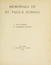 Cover of: Memorials of St. Paul's School.