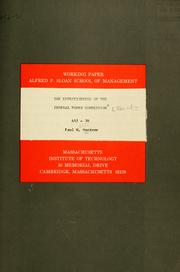 Cover of: The effectiveness of the Federal Power Commission by Paul W. MacAvoy