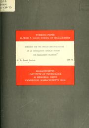 Cover of Strategy for the design and evaluation of an interactive display system for management planning