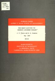 Cover of: Tree-search algorithms for quadratic assignment problems by Pierce, John F.