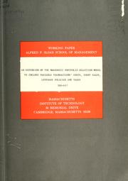 Cover of: An extension of the Markowitz portfolio selection model to include variable transactions' costs, short sales, leverage policies and taxes