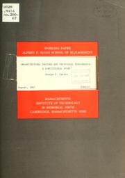 Cover of: Organizational factors and individal performance: a longitudinal study