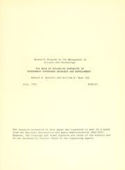 Cover of: The role of follow-on contracts in government-sponsored research and development: [by] Edward B. Roberts and William H. Dyer.