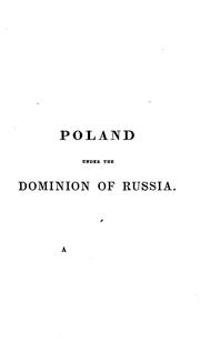 Cover of: Poland under the dominion of Russia by Harro Harring