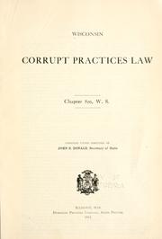 Cover of: Corrupt practices law. by Wisconsin.