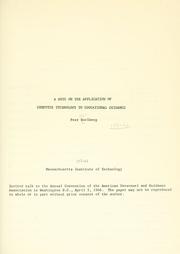 Cover of: A note on the application of computer technology to educational guidance.