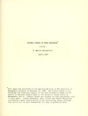 Cover of: Optimal timing of bond refunding.
