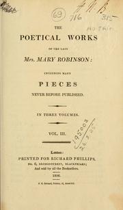 Cover of: Poetical works by Mary Robinson