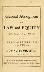 Cover of: A general abridgment of law and equity by Charles Viner