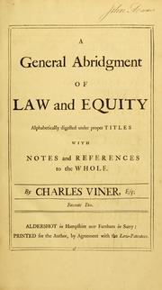 Cover of: A general abridgment of law and equity by Charles Viner