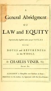 Cover of: A general abridgment of law and equity by Charles Viner