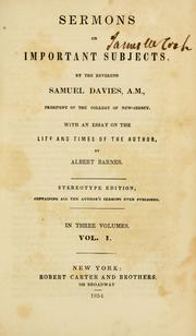 Cover of: Sermons on important subjects by Davies, Samuel