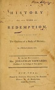 Cover of: A History of the work of redemption by Jonathan Edwards
