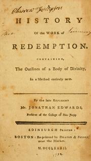 Cover of: A History of the work of redemption by Jonathan Edwards