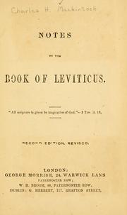 Cover of: Notes on the Book of Leviticus by Charles Henry Mackintosh