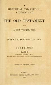 Cover of: historical and critical commentary on the Old Testament: with a new translation, Leviticus.
