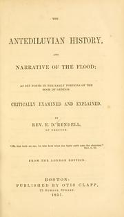 Cover of: The antediluvian history, and narrative of the flood