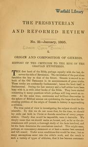 Cover of: Origin and composition of Genesis. by Edwin Cone Bissell