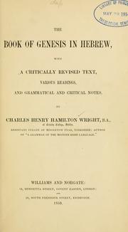 Cover of: The book of Genesis in Hebrew by Charles Henry Hamilton Wright