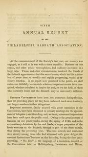 Cover of: Annual report of the Philadelphia Sabbath Association by Philadelphia Sabbath Association (Pennsylvania)