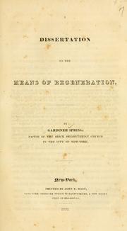 Cover of: A dissertation on the means of regeneration.