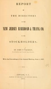 Cover of: Report of the directors of the New Jersey Railroad & Trans. Co. to the stockholders