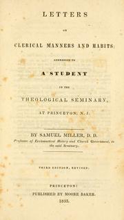 Cover of: Letters on clerical manners and habits by Miller, Samuel