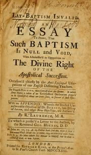 Cover of: Lay baptism invalid by Laurence, R.