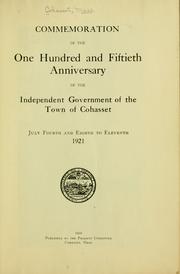 Cover of: Commemoration of the one hundred and fiftieth anniversary of the independent government of the town of Cohasset