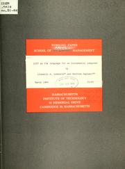 Cover of: LISP as the language for an incremental computer by Lionello A. Lombardi