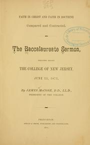 Faith in Christ and faith in doctrine compared and contrasted by McCosh, James