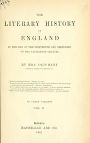 Cover of: The literary history of England in the end of the eighteenth and beginning of the nineteenth century. by Margaret Oliphant
