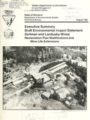 Cover of: Zortman and Landusky Mines reclamation plan modifications and mine life extensions: draft environmental impact statement