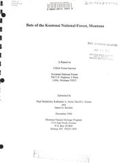 Cover of: Bats of the Kootenai National Forests, Montana by P. Hendricks
