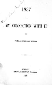 Cover of: 1837 by by Thomas Storrow Brown.