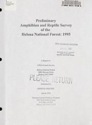 Cover of: Preliminary amphibian and reptile survey of the Helena National Forest by James D. Reichel