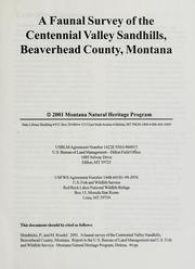 Cover of: A faunal survey of the Centennial Valley Sandhills, Beaverhead County, Montana by P. Hendricks