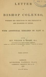 Cover of: Letter to Bishop Colenso by Hoare William Henry
