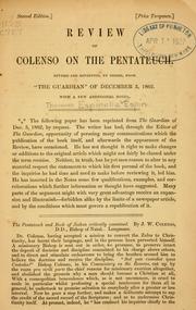 Cover of: Review of Colenso on the Pentateuch: revised with a few additional notes.