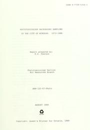 Cover of: Phytotoxicology background sampling in the city of Windsor: 1972-1986 by R. G. Pearson