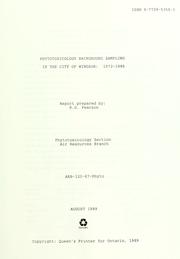 Cover of: Phytotoxicology background sampling in the city of Windsor: 1972-1986