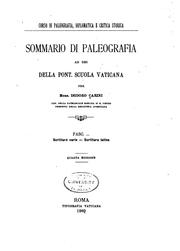 Cover of: Corso di paleografia, diplomatica e critica storica: sommario di paleografia ad uso della Pont. Scuola Vaticana