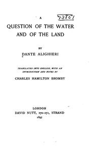 Cover of A question of the water and of the land