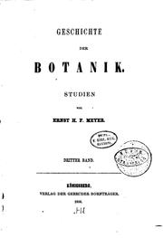 Cover of: Geschichte der Botanik by Ernst H. F. Meyer