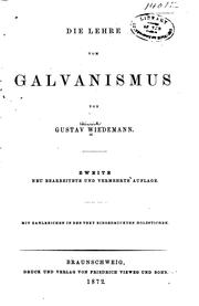Cover of: Die Lehre von galvanismus und elektromagnetismus