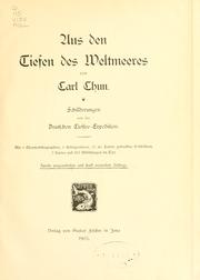 Cover of: Aus den tiefen des weltmeeres by Karl Chun